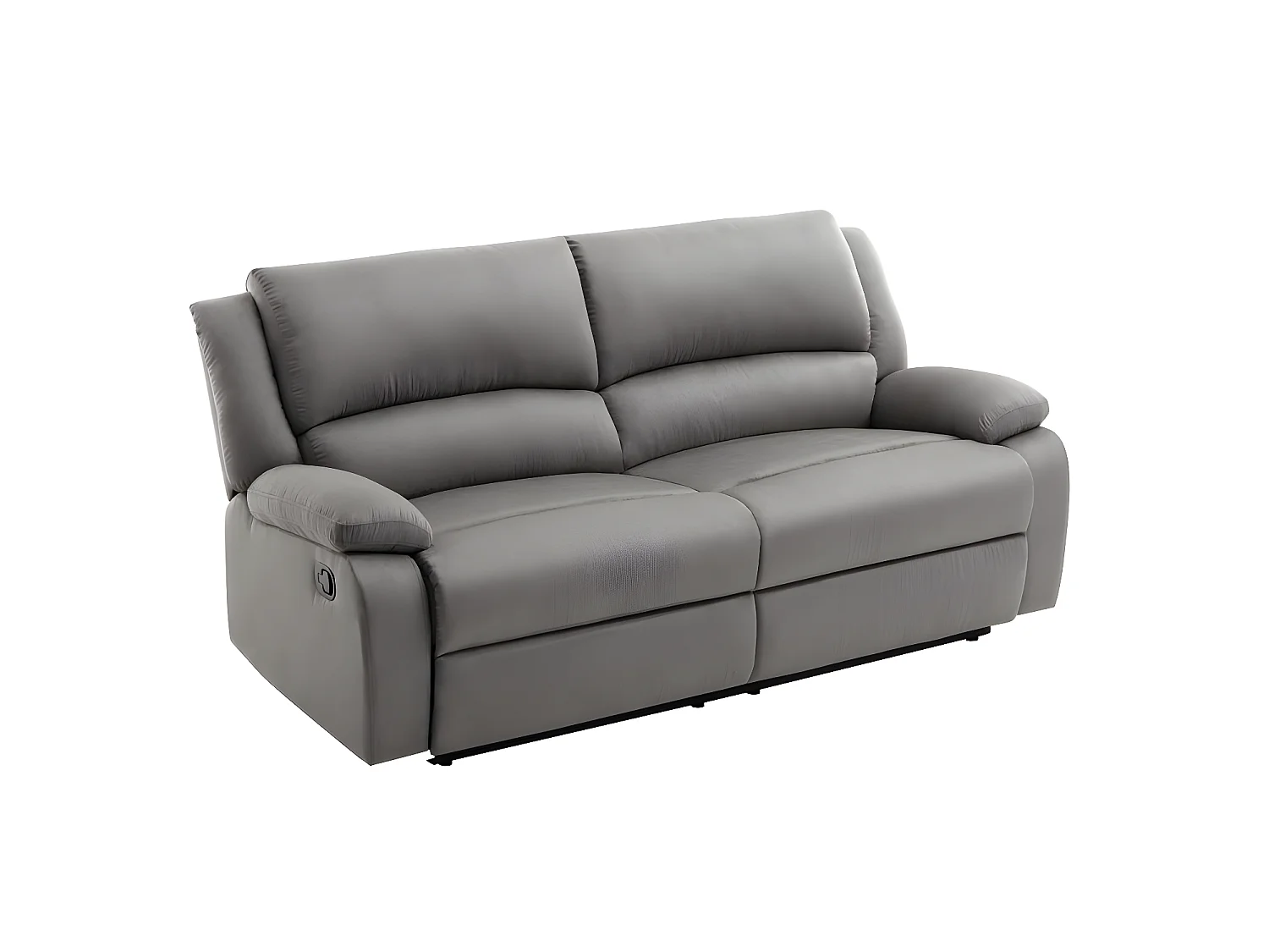 Canapé relax manuel 3 places avec 2 assises XXL Léo en microfibre - Gris - L193 x P93 x H96cm - Loungitude