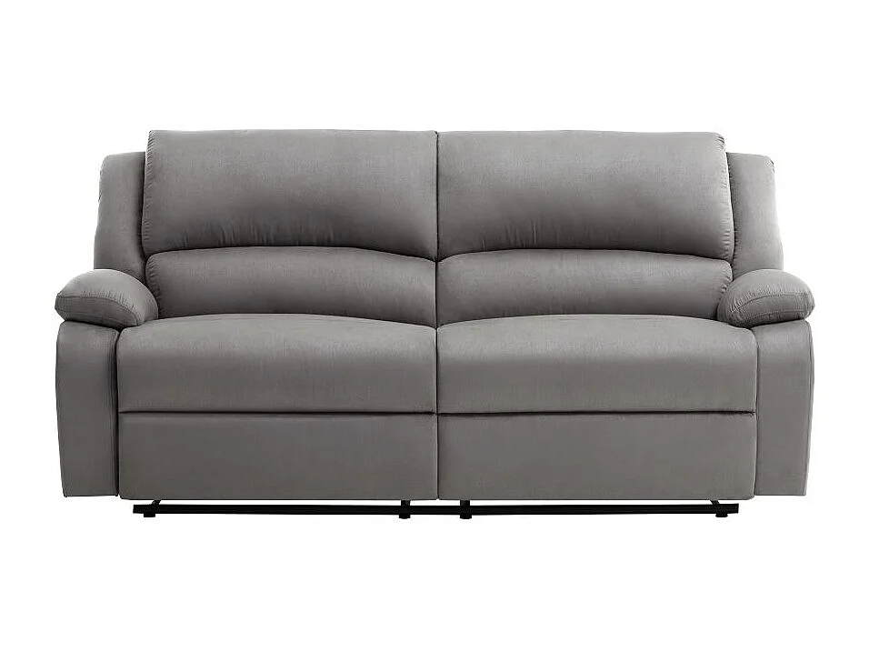 Canapé relax manuel 3 places avec 2 assises XXL Léo en microfibre - Gris - L193 x P93 x H96cm - Loungitude