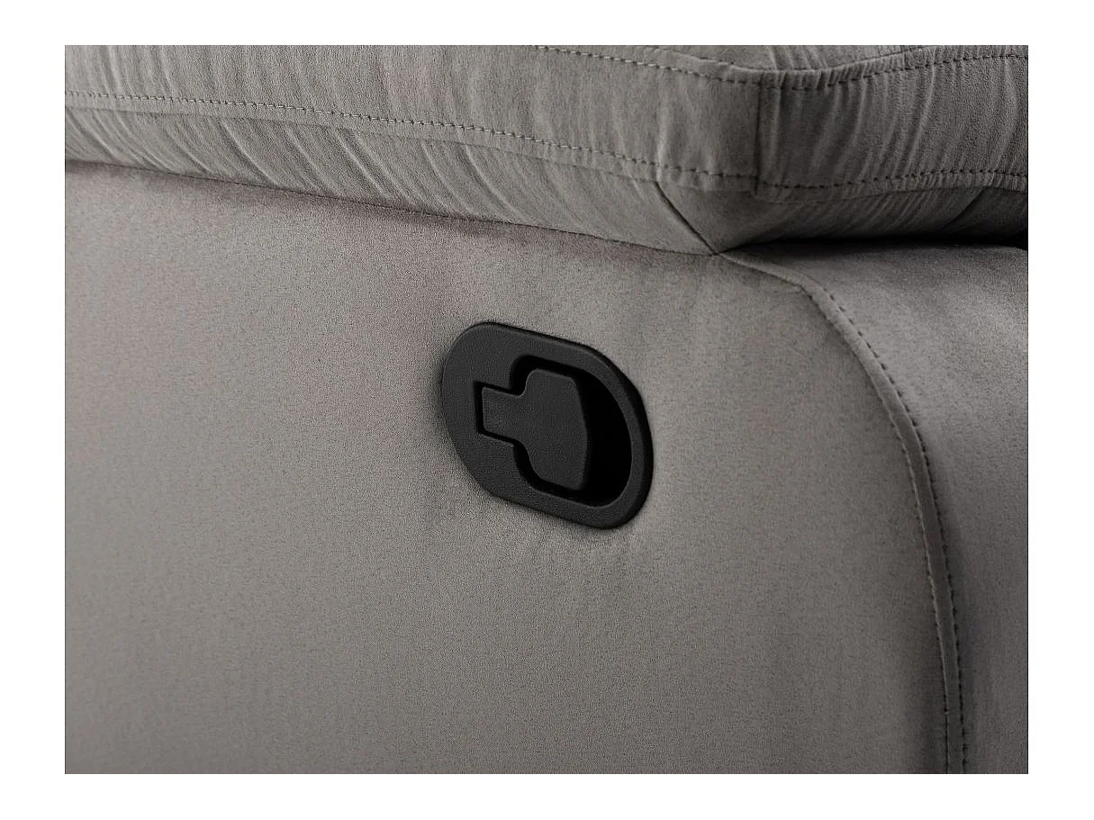 Canapé relax manuel 3 places avec 2 assises XXL Léo en microfibre - Gris - L193 x P93 x H96cm - Loungitude