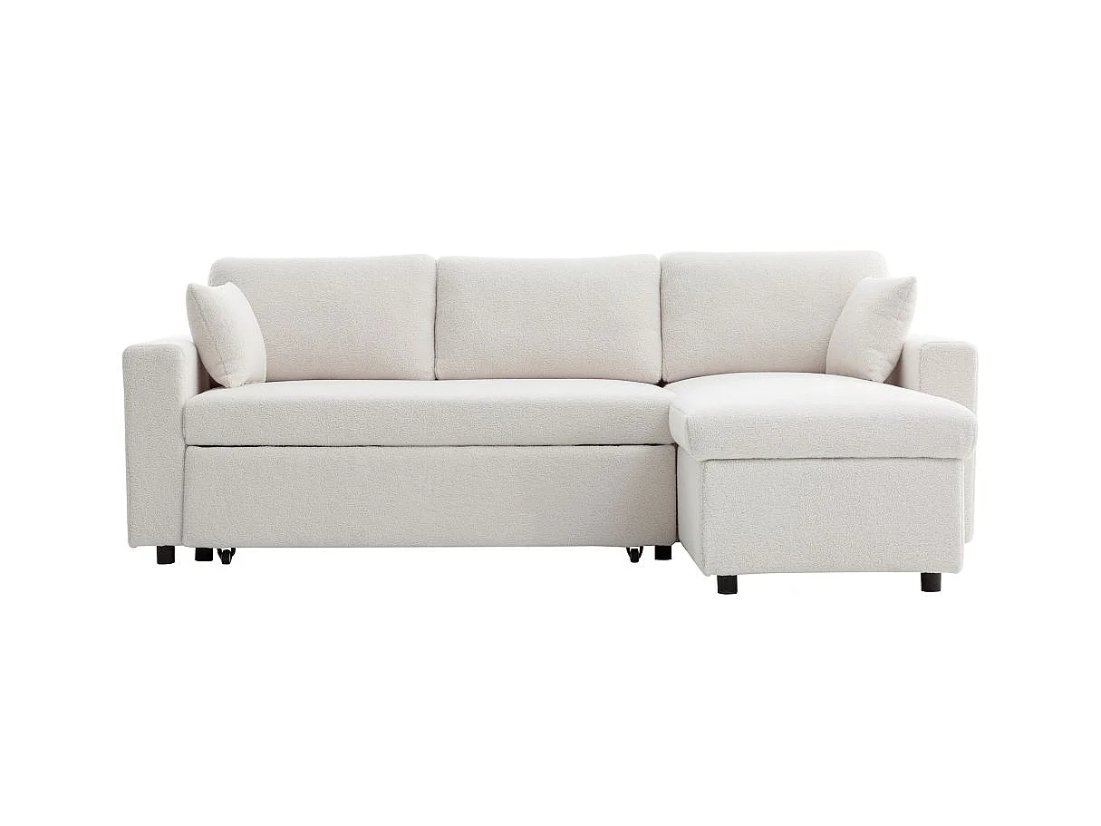 Canapé d'angle réversible convertible 5 places en velours beige