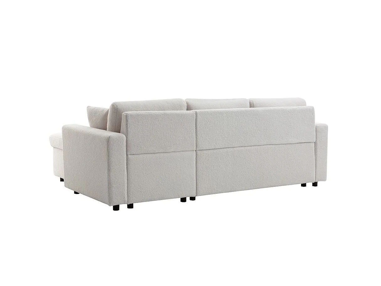 Canapé d'angle réversible convertible 5 places en velours beige