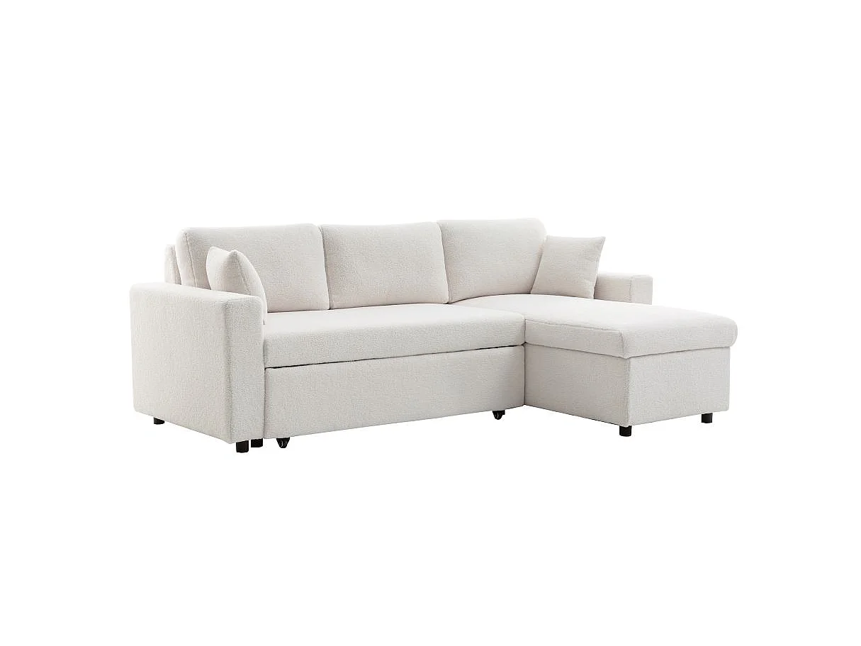 Canapé d'angle réversible convertible 5 places en velours beige