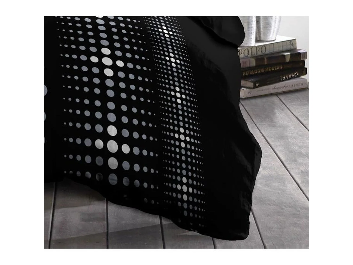 Conjunto Elegante de Edredon em Microfibra Steevy - Padrão Geométrico Preto - 140x200 cm + 63x63 cm
