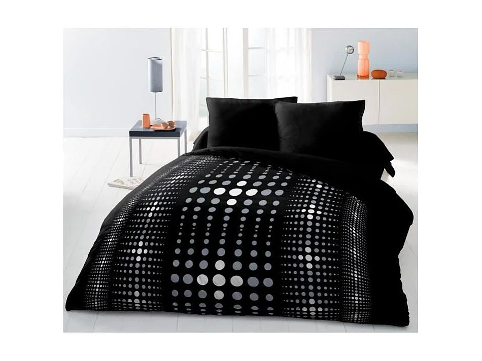 MikrofaserBettwäscheSet 220 x 240 cm und 2 Kissenbezüge 63 x 63 cm. Schwarz