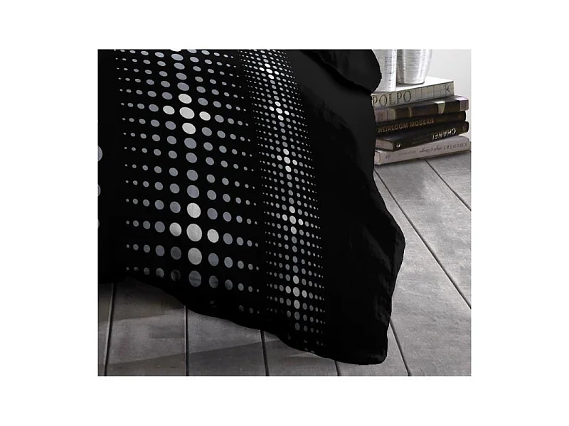 Parure de couette microfibre Steevy - 1 housse de couette 240x260 cm + 2 taies 63x63 cm - Noir - HOME LINGE PASSION