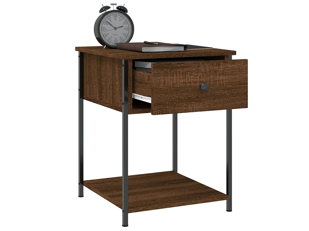 Table de chevet chêne marron 44x45x58 cm bois d'ingénierie