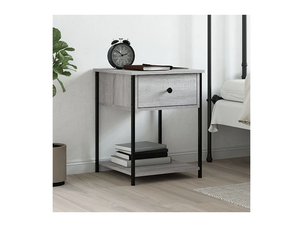 Comodino Grigio Sonoma 44x45x58 cm in Legno Multistrato