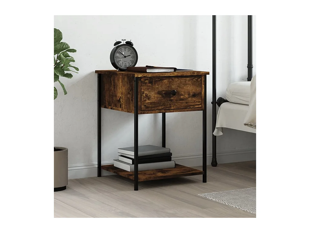 Comodino Rovere Fumo 44x45x58 cm in Legno Multistrato