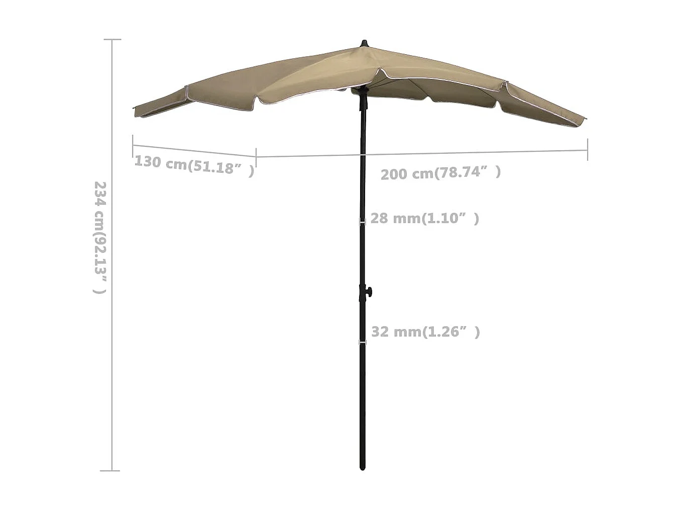 Sombrilla de jardín con palo 200 x 130 cm topo 02_0008321