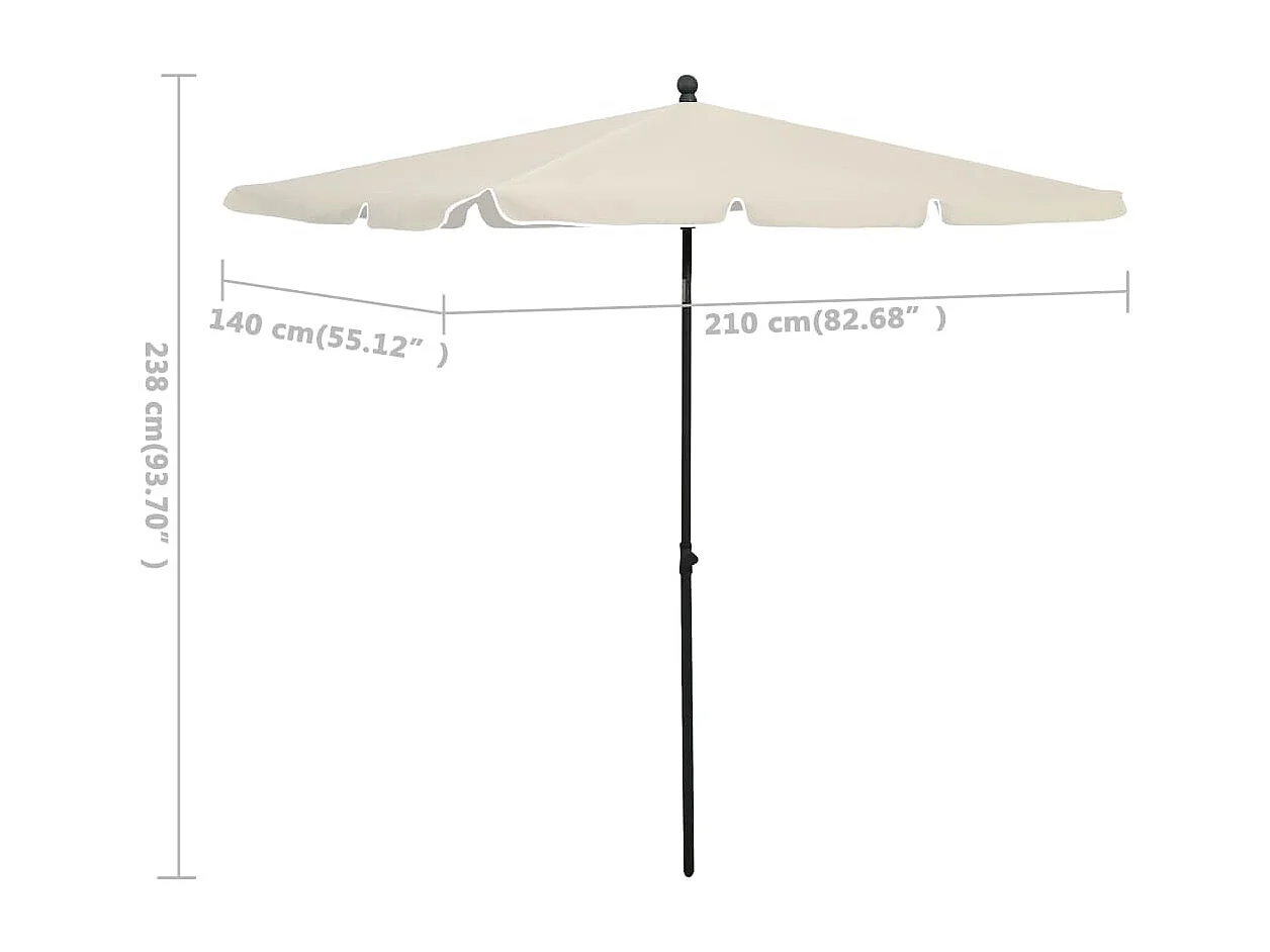 Guarda-sol de jardim com haste 210 x 140 cm areia 02_0008328