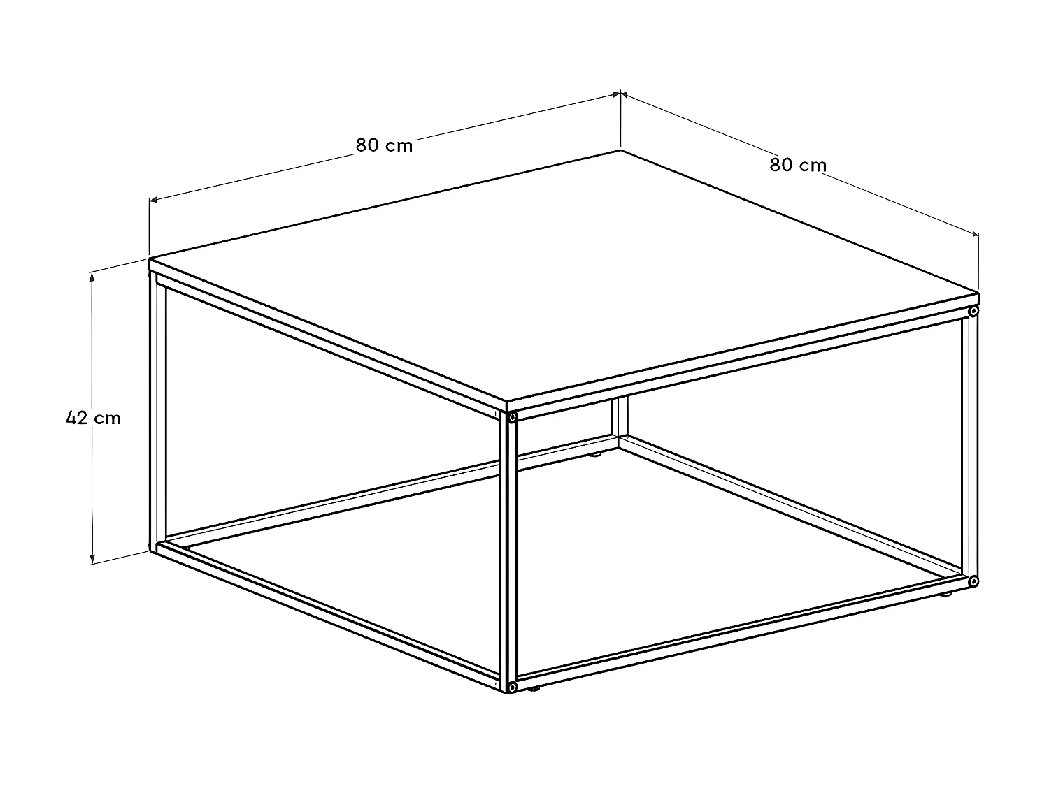 Table basse style industriel Basiba 80x80cm Métal Noir et Bois Effet marbre Noir
