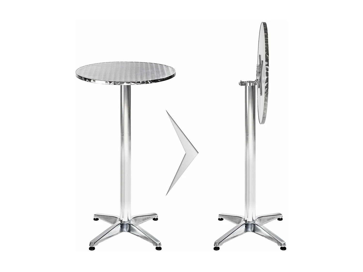 Mesa de pie de aluminio diámetro 60 cm diámetro del pie 6,5 cm plegable altura ajustable 74/114 cm gris 2008195