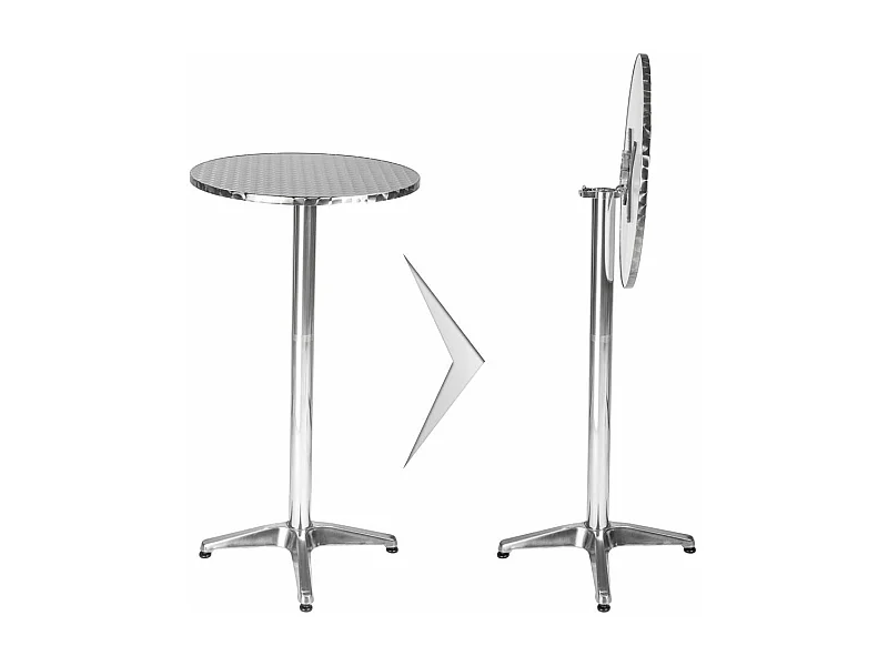 Mesa de pie de aluminio diámetro 60 cm diámetro del pie 5,8 cm plegable altura ajustable 74/114 cm gris 2008193