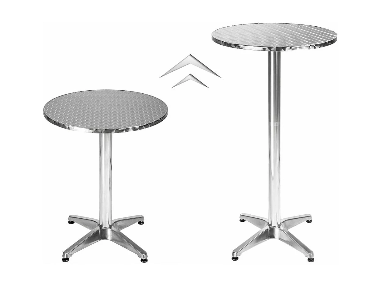 Tavolo in piedi in alluminio diametro 60 cm diametro piede 5,8 cm pieghevole altezza regolabile 74/114 cm grigio 2008193