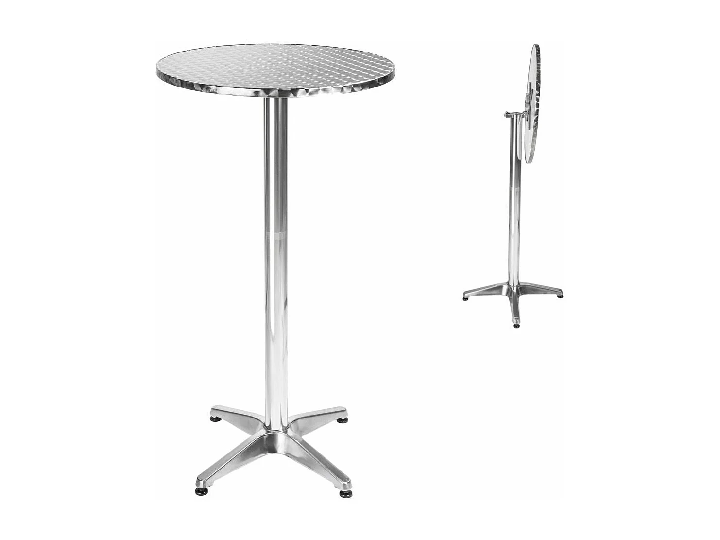 Tavolo in piedi in alluminio diametro 60 cm diametro piede 5,8 cm pieghevole altezza regolabile 74/114 cm grigio 2008193