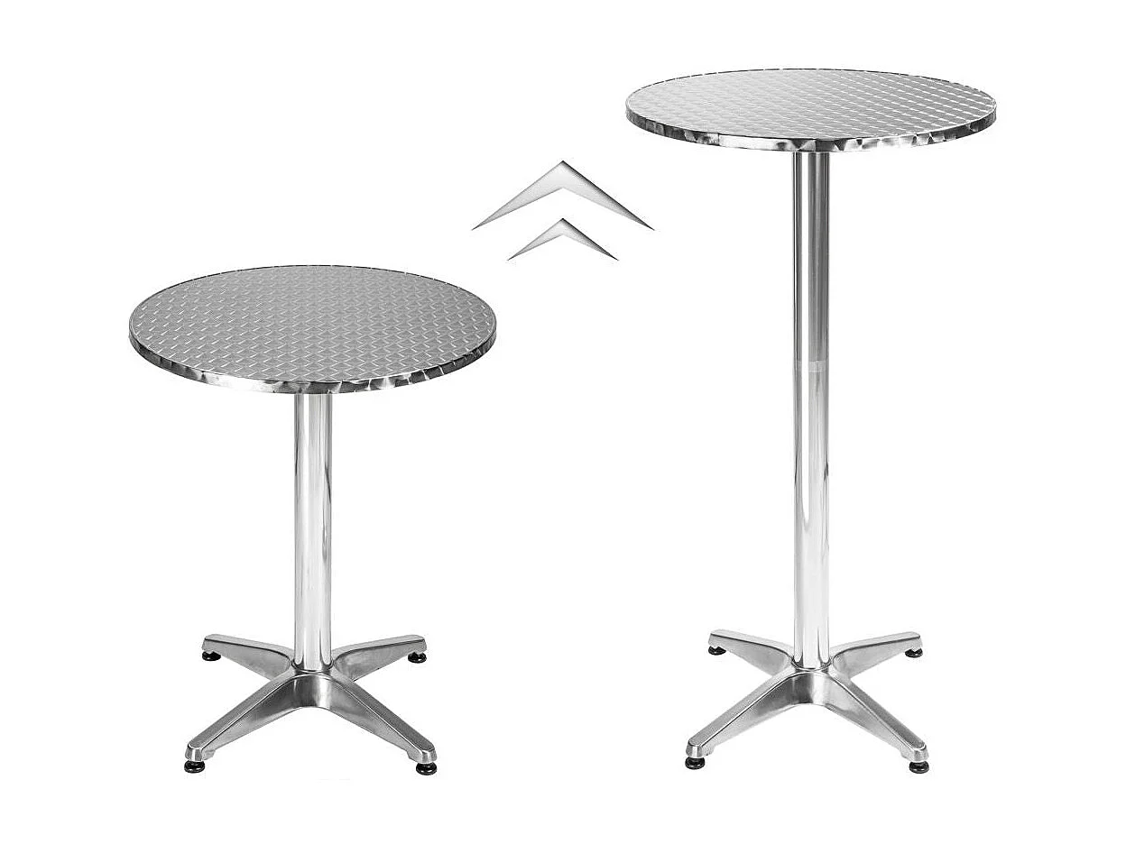 Mesa de pie de aluminio diámetro 60 cm diámetro patas 5,8 cm no plegable altura regulable 70/110 cm gris 2008192