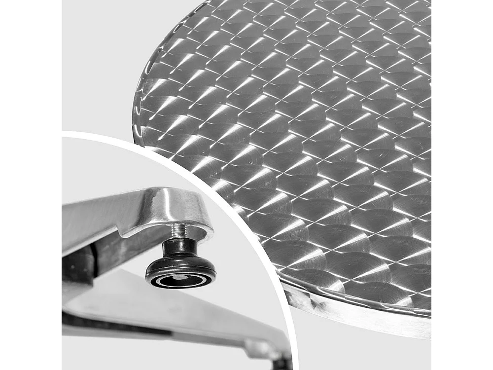 Mesa de pie de aluminio diámetro 60 cm diámetro patas 5,8 cm no plegable altura regulable 70/110 cm gris 2008192