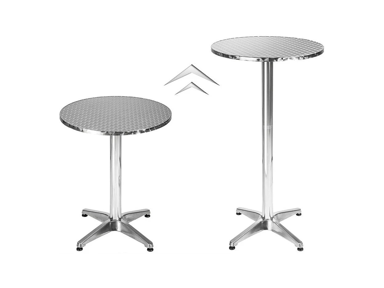Tavolo in piedi in alluminio diametro 60 cm gamba diametro 5,8 cm non pieghevole altezza regolabile 70/110 cm grigio 2008192