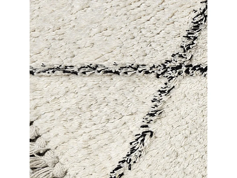 Tapis de bain 50 x 90 cm coton écru style berbère à franges - FLUFFY