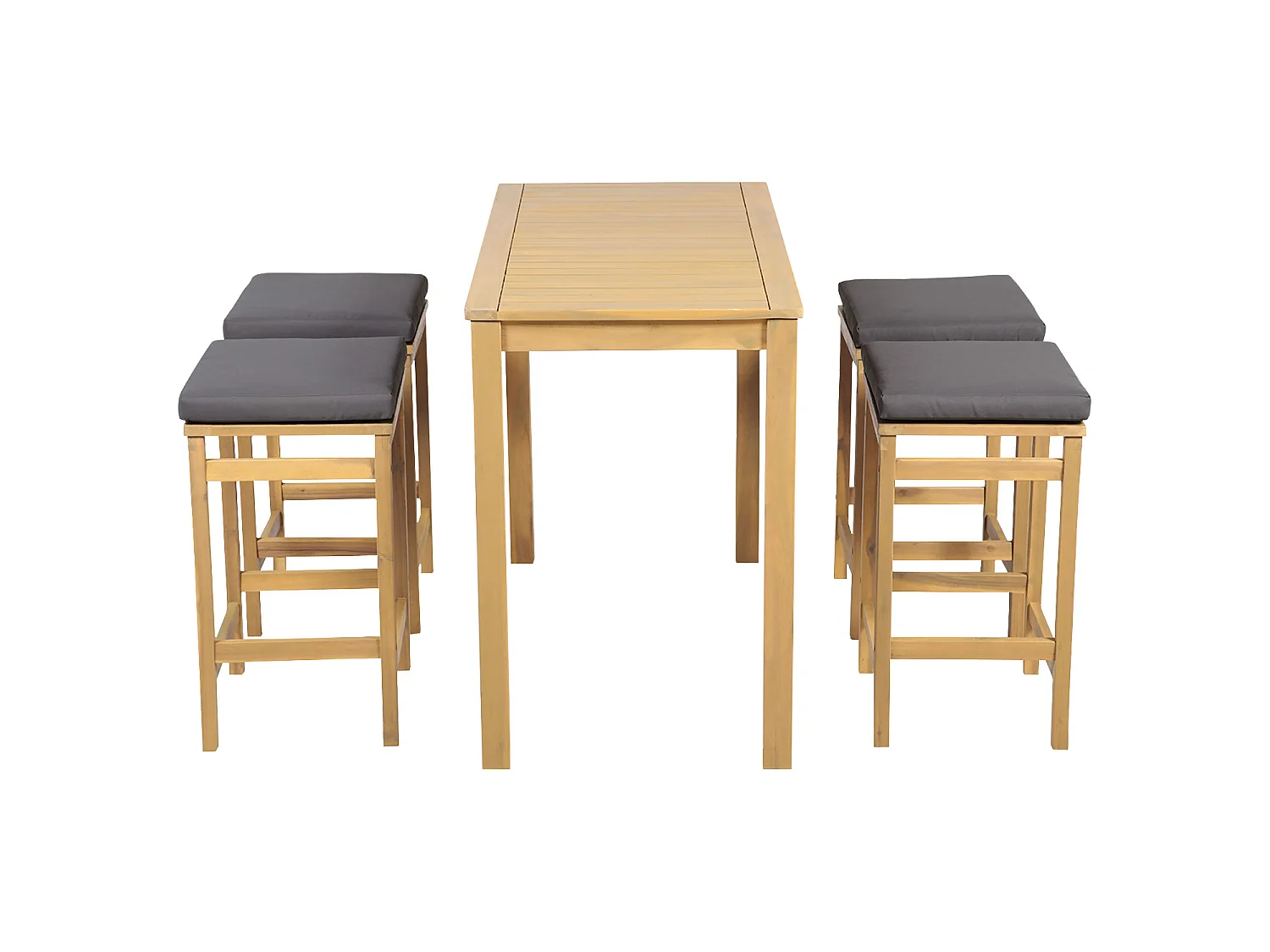 Mange debout ARUBA en acacia 4 places - coussins gris - HAPPY GARDEN