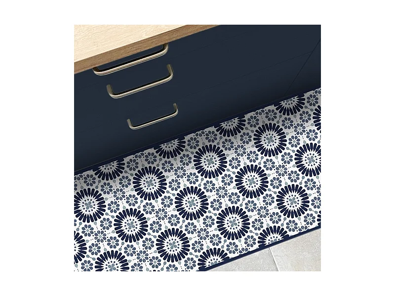 Tapis antidérapant - Marsiho - vinyle - int./ext. - Bleu - 50x200cm