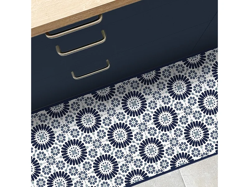 Tapis antidérapant - Marsiho - vinyle - int./ext. - Bleu - 50x200cm