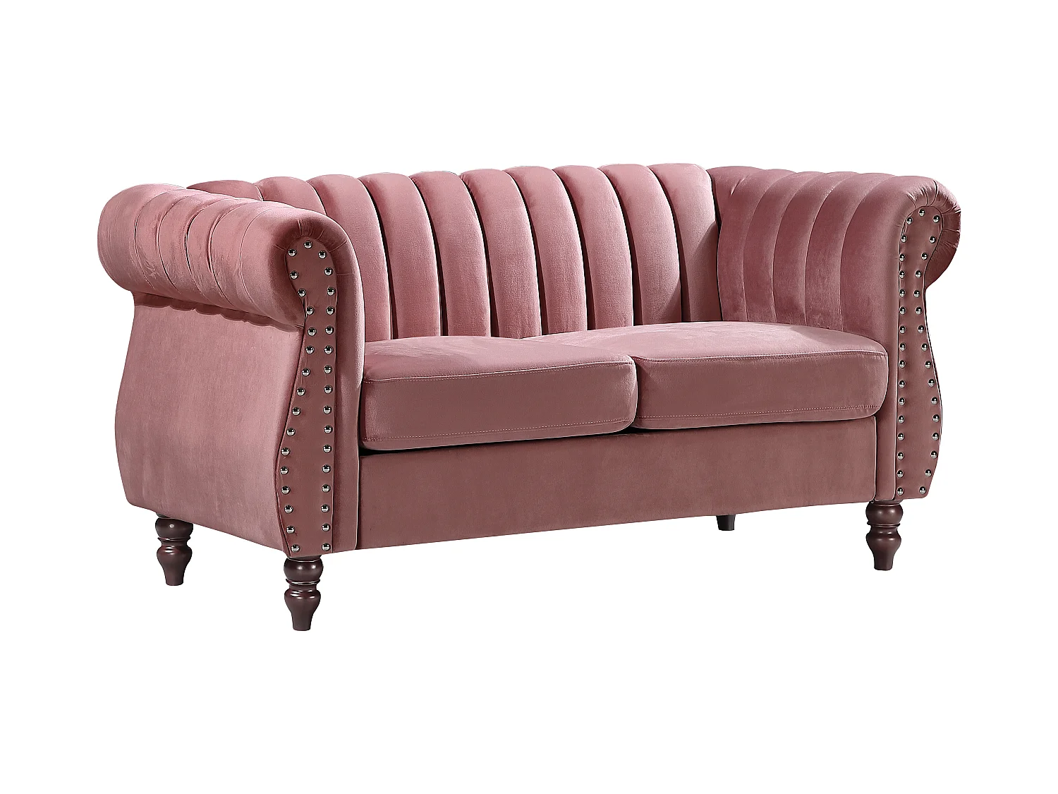 Chesterfield-Sofagarnitur - 3-Sitzer & 2-Sitzer - Samt - Altrosa - TRUMBO