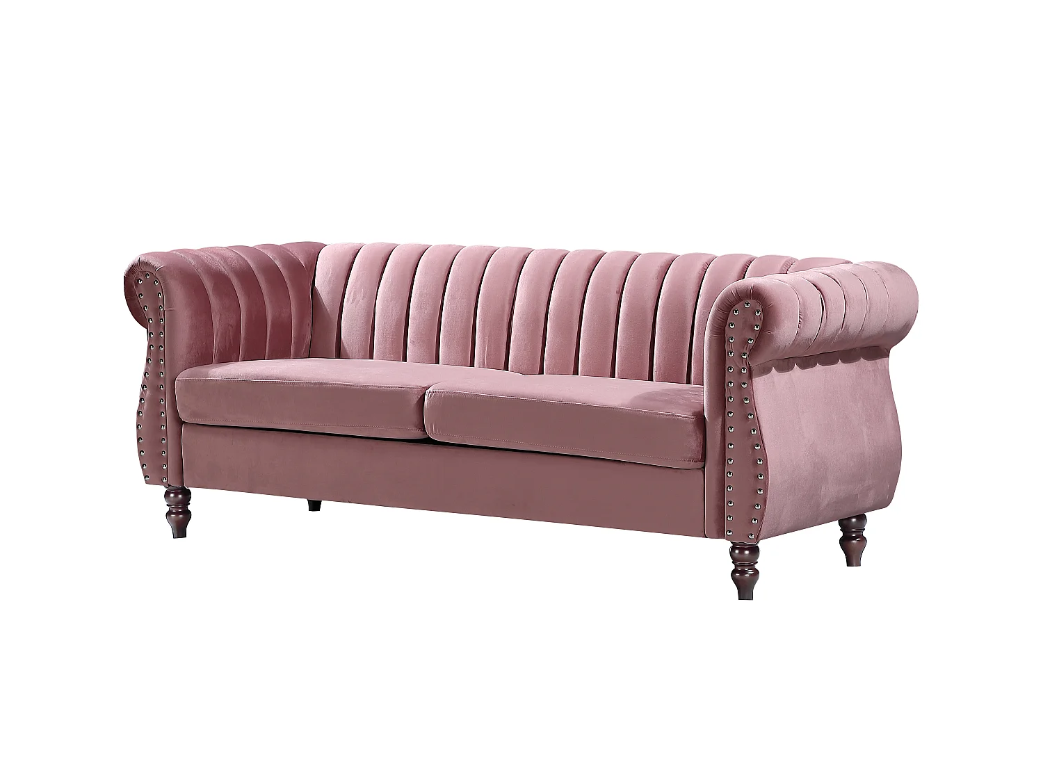 Divani Chesterfield 3 posti e 2 posti in Velluto Rosa antico - TRUMBO