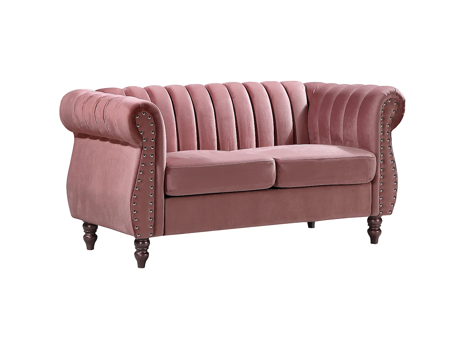 Divani Chesterfield 3 posti e 2 posti in Velluto Rosa antico - TRUMBO