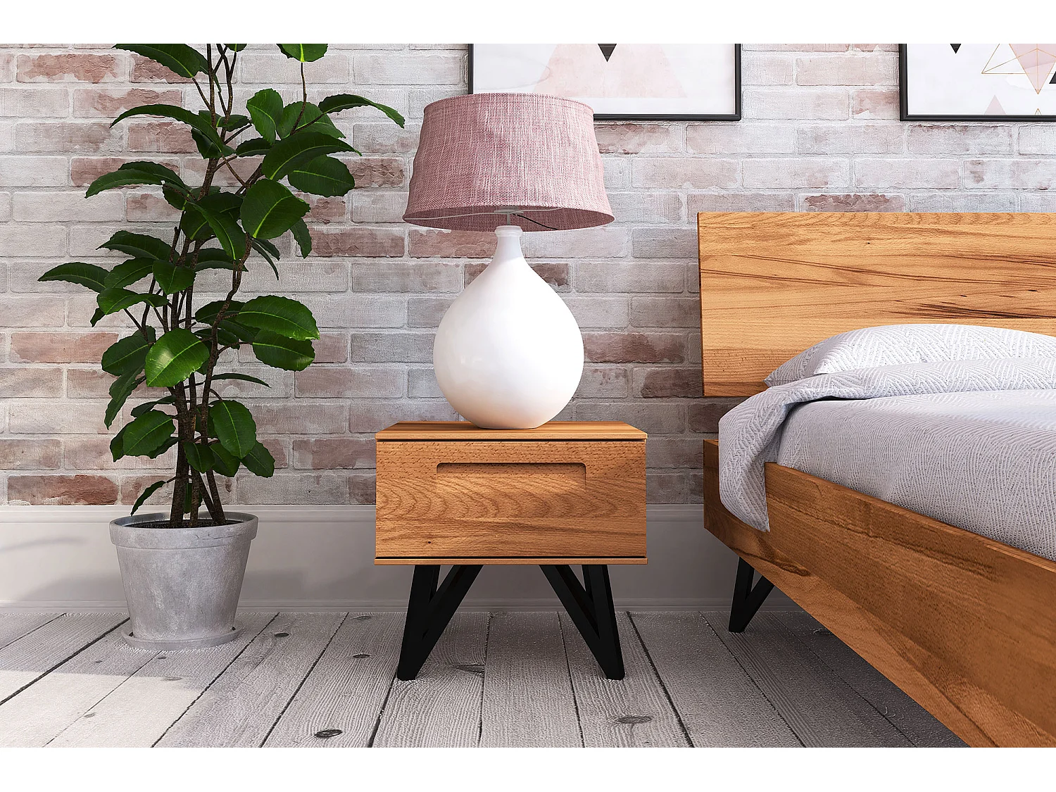 GOLO - Nachttisch  aus Kernbuche, naturgeölt