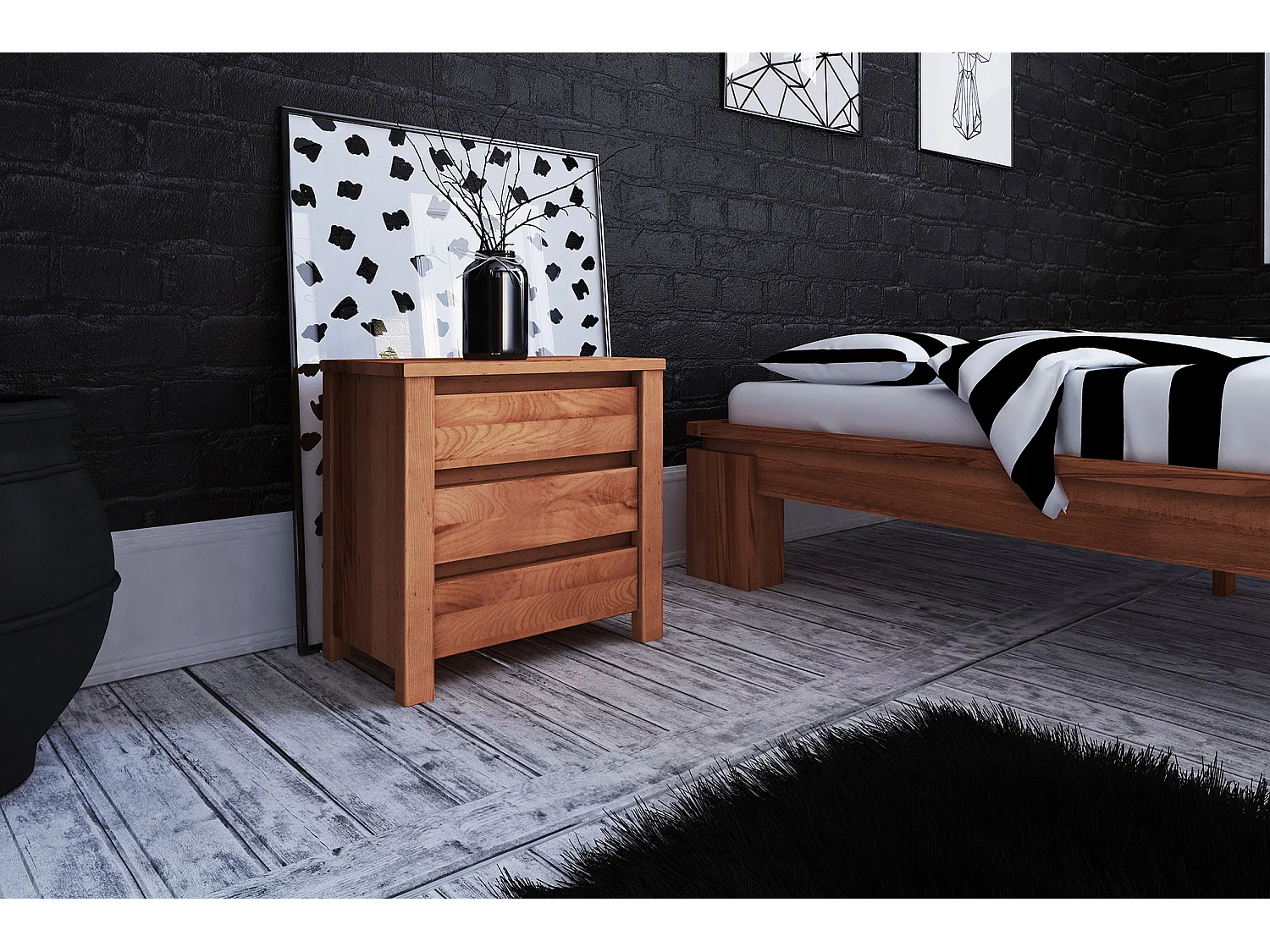 VINCI - Nachttisch  aus Kernbuche, naturgeölt