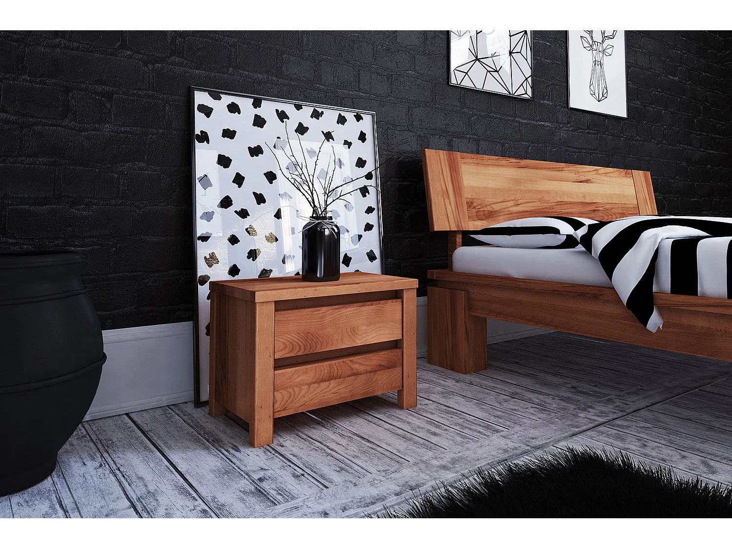 VINCI - Nachttisch  aus Kernbuche, naturgeölt