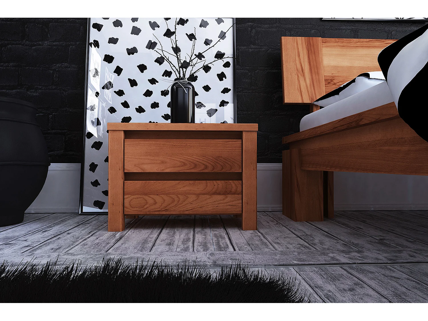 VINCI - Nachttisch  aus Kernbuche, naturgeölt