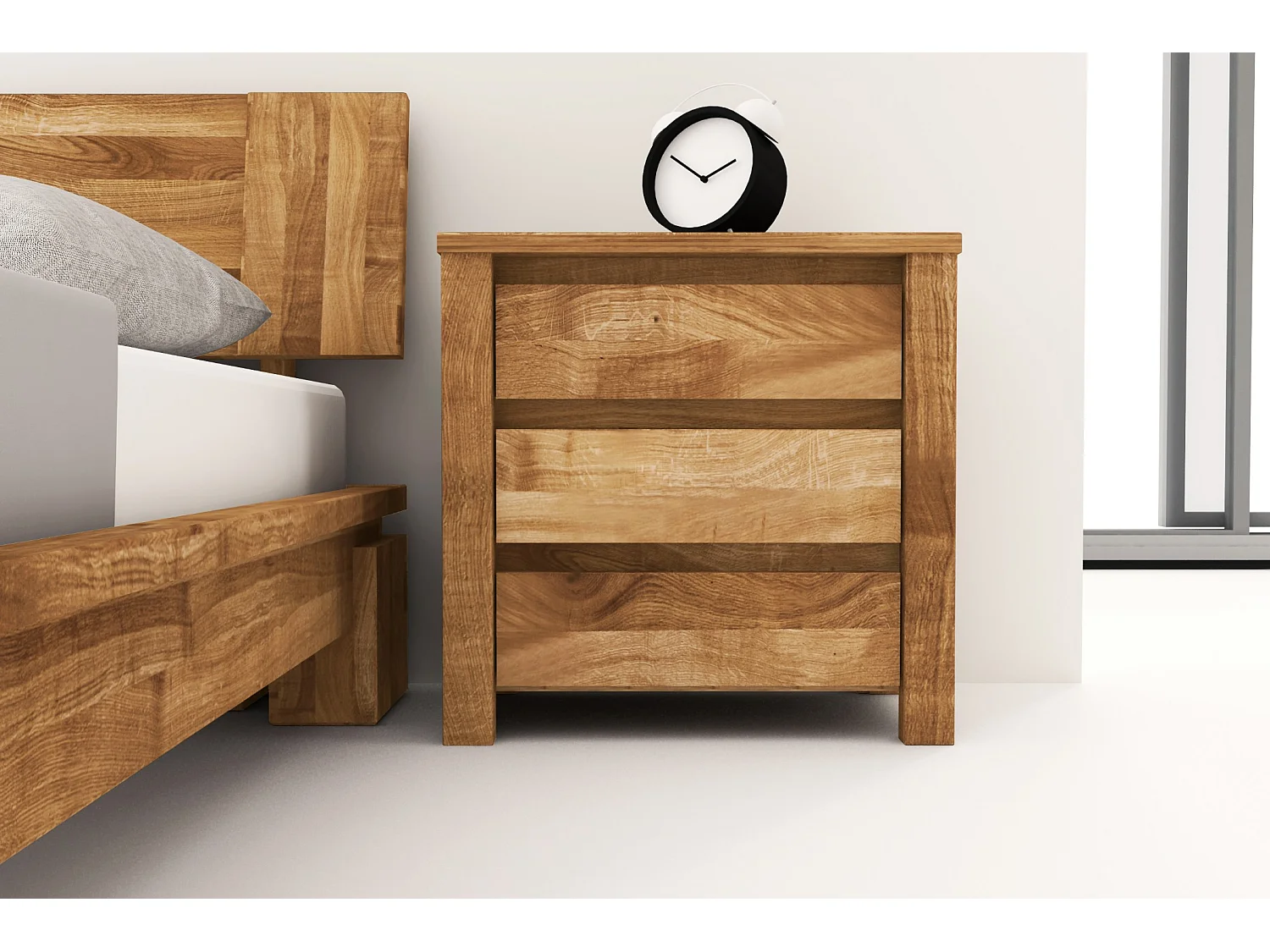 VINCI - Table de nuit en chêne sauvage, finition à l'huile naturelle