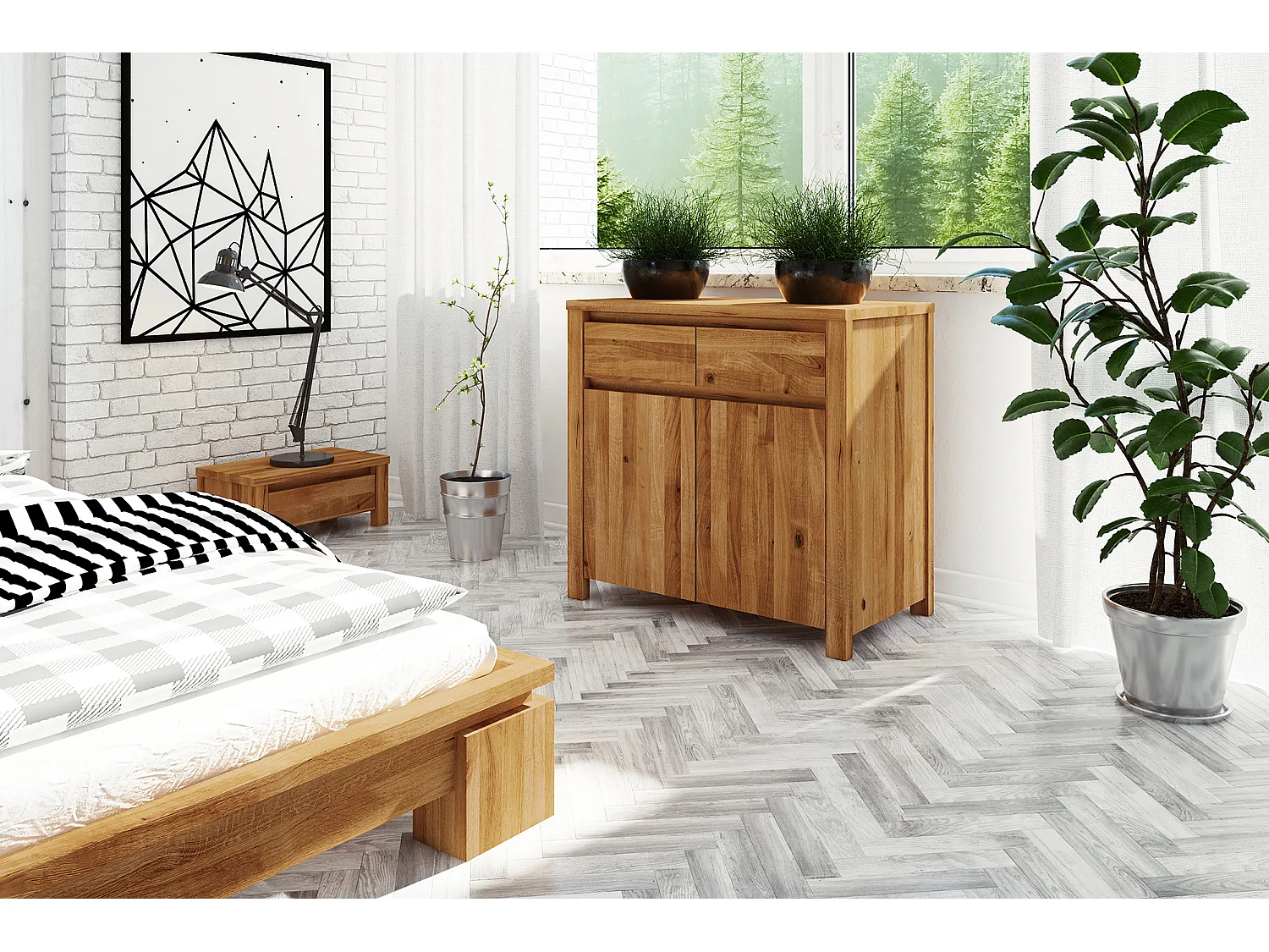 VINCI - Kommode 100% aus massivem Holz aus Wildeiche, naturgeölt