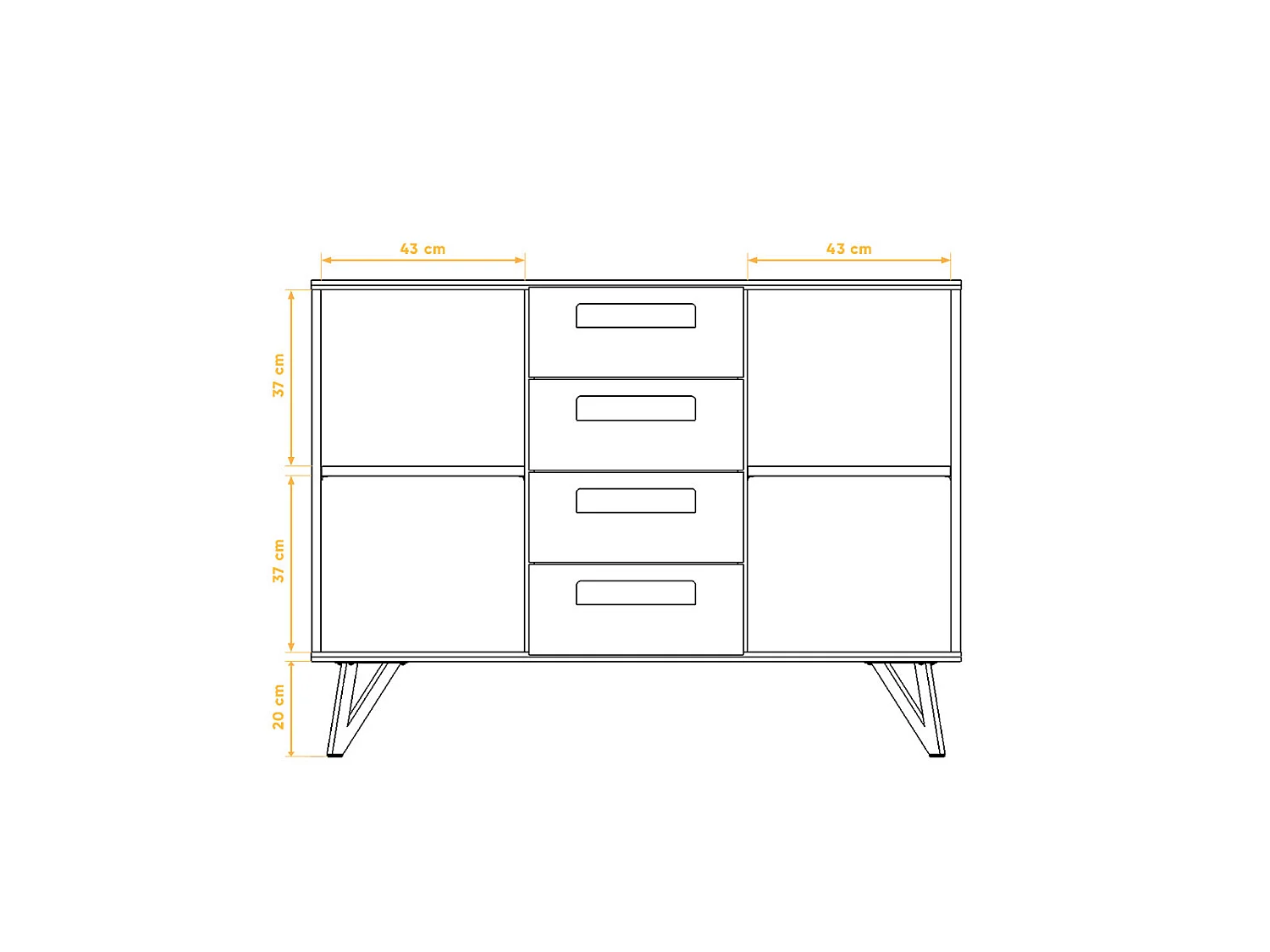 GOLO - Kommode 100% aus massivem Holz aus Kernbuche, naturgeölt