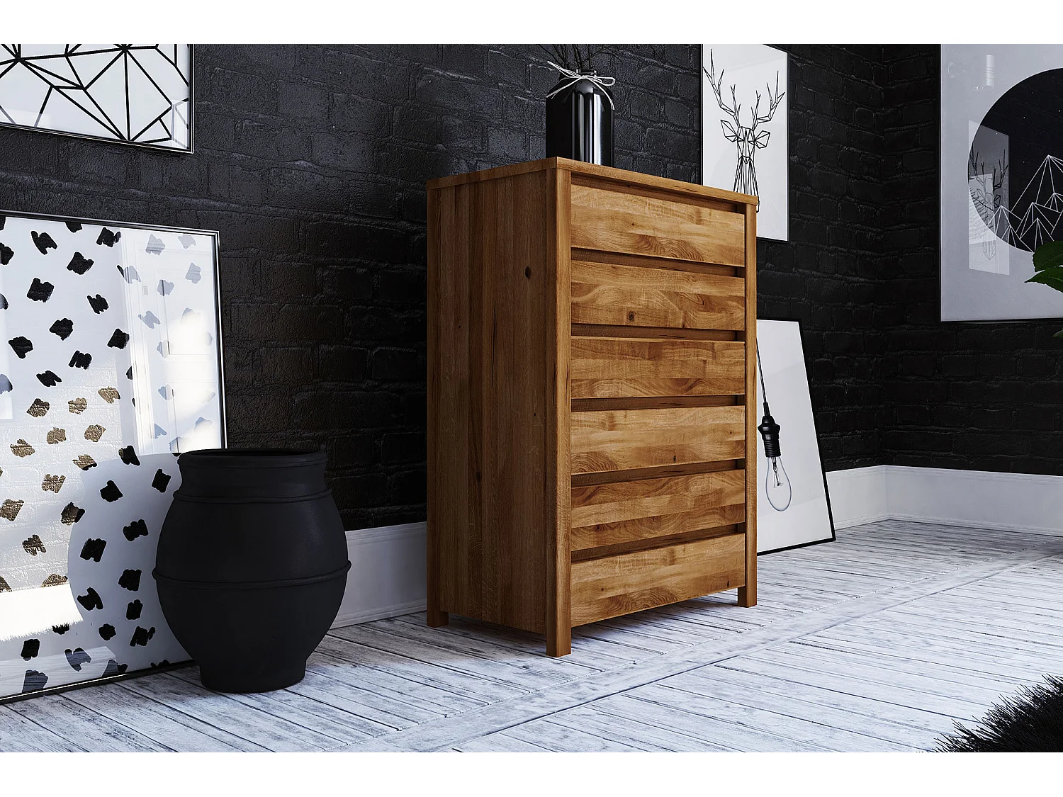 VINCI - Kommode 100% aus massivem Holz aus Wildeiche, naturgeölt