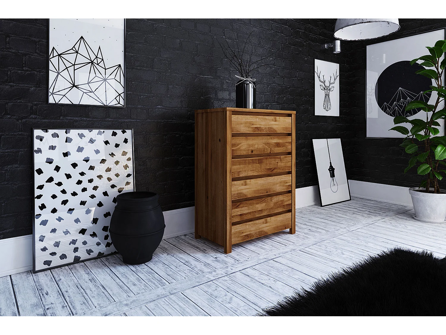 VINCI - Kommode 100% aus massivem Holz aus Wildeiche, naturgeölt