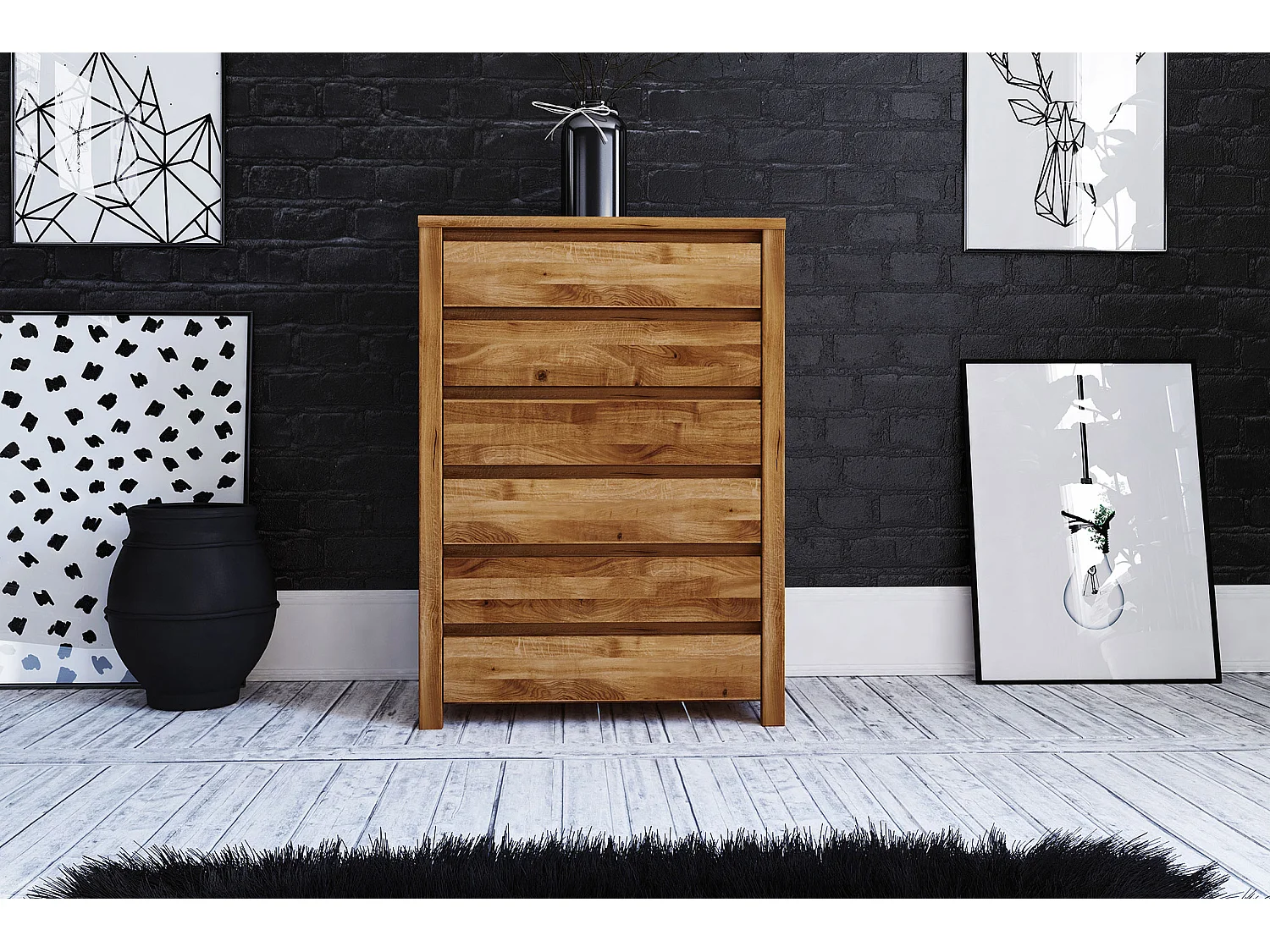 VINCI - Kommode 100% aus massivem Holz aus Wildeiche, naturgeölt