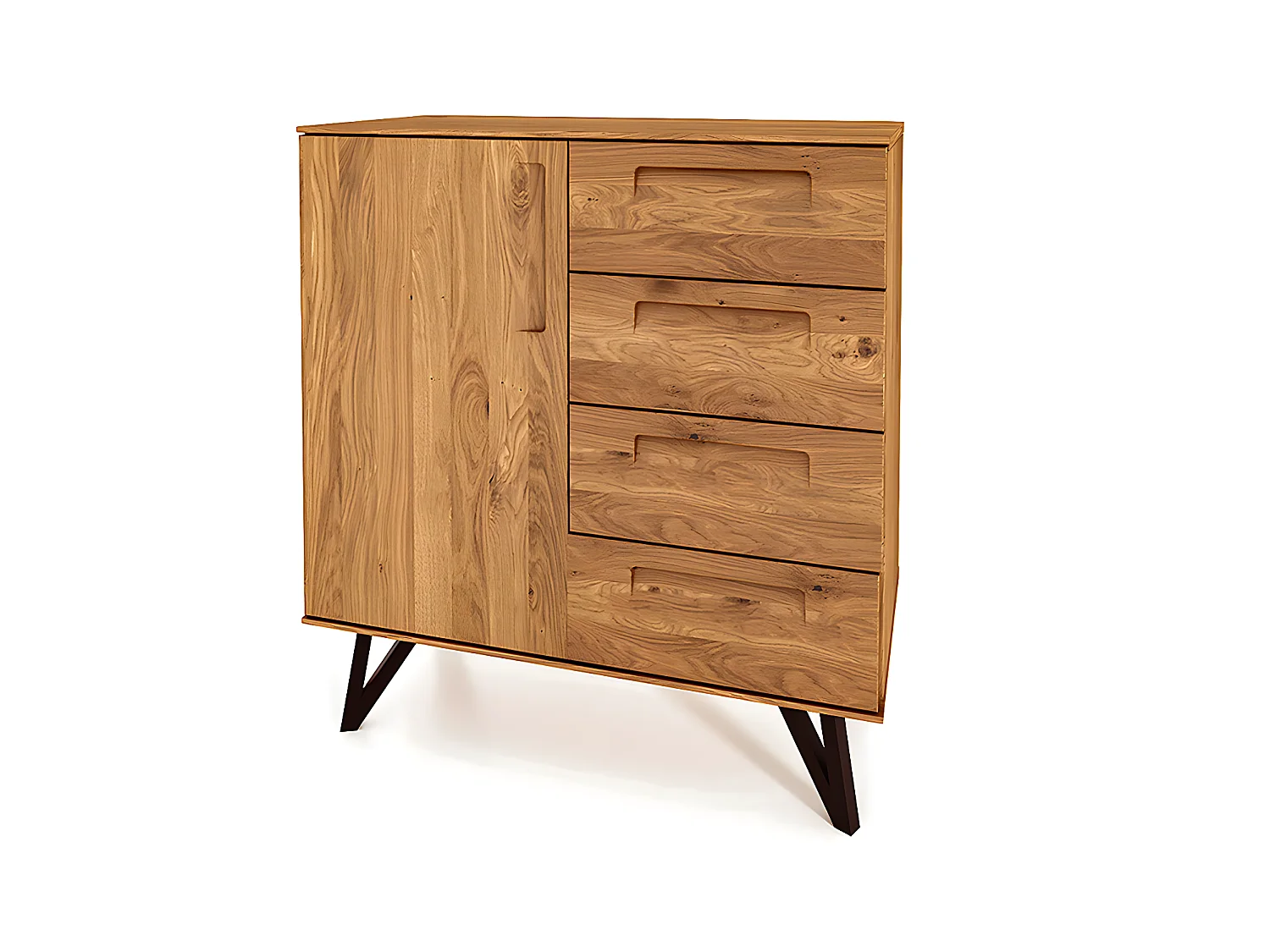 GOLO - Kommode 100% aus massivem Holz aus Wildeiche, naturgeölt