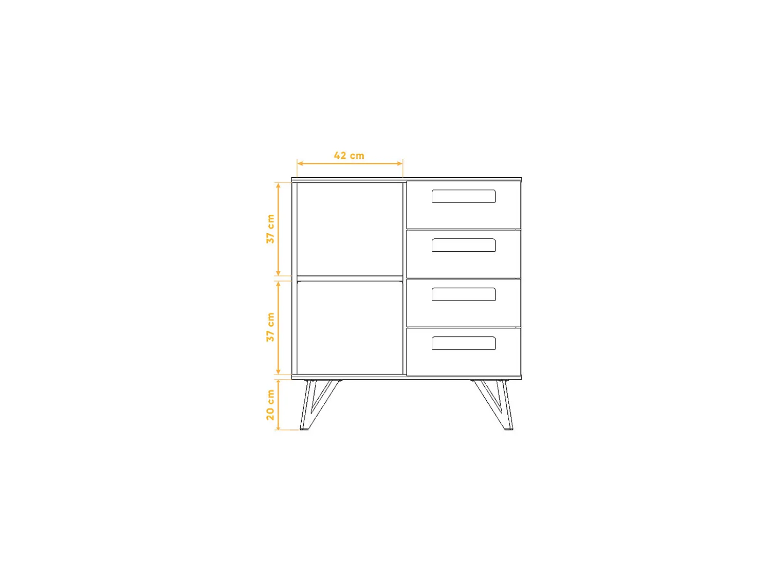GOLO - Kommode 100% aus massivem Holz aus Wildeiche, naturgeölt