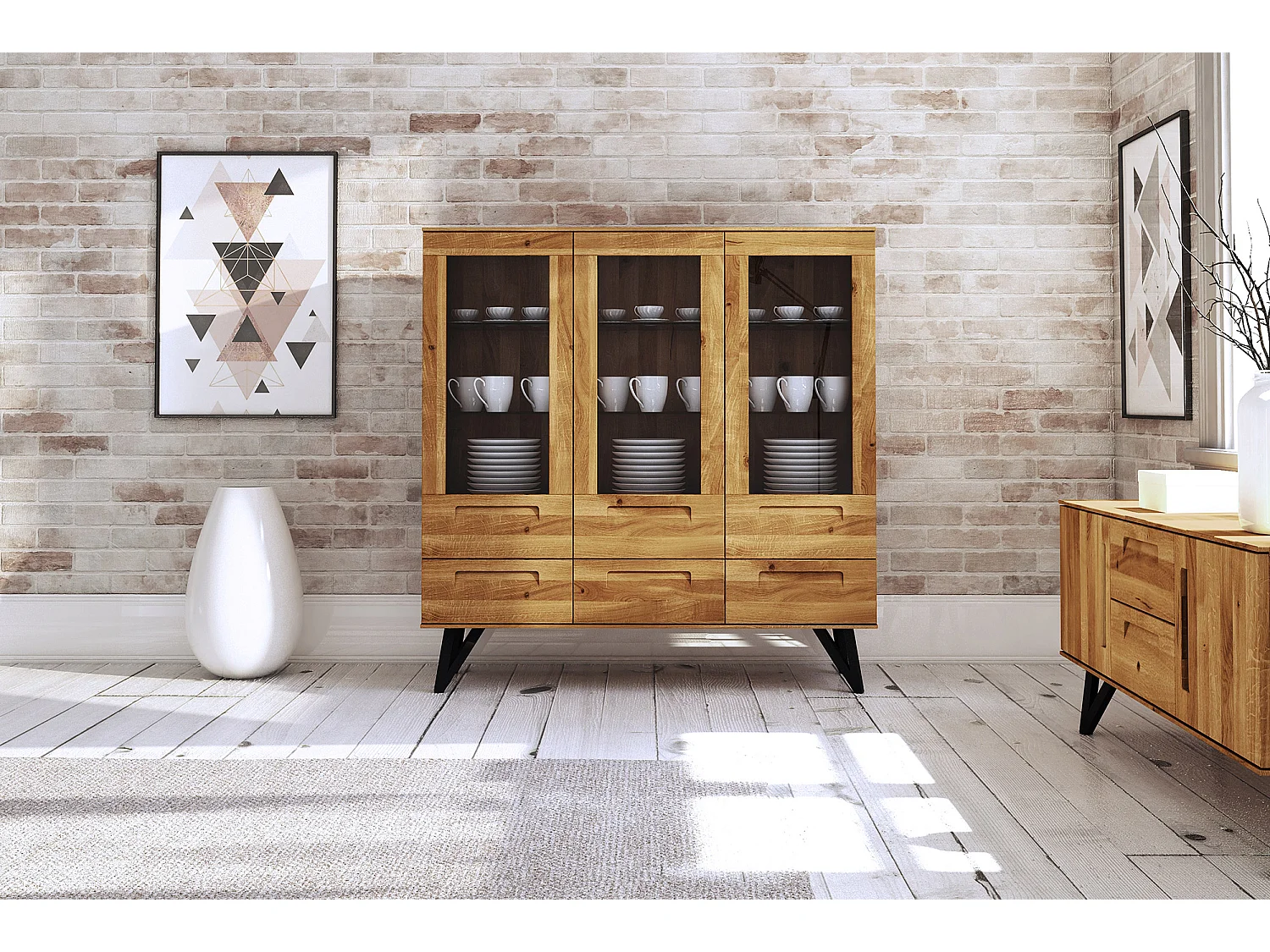 GOLO - Anrichte 100% aus massivem Holz aus Wildeiche, naturgeölt