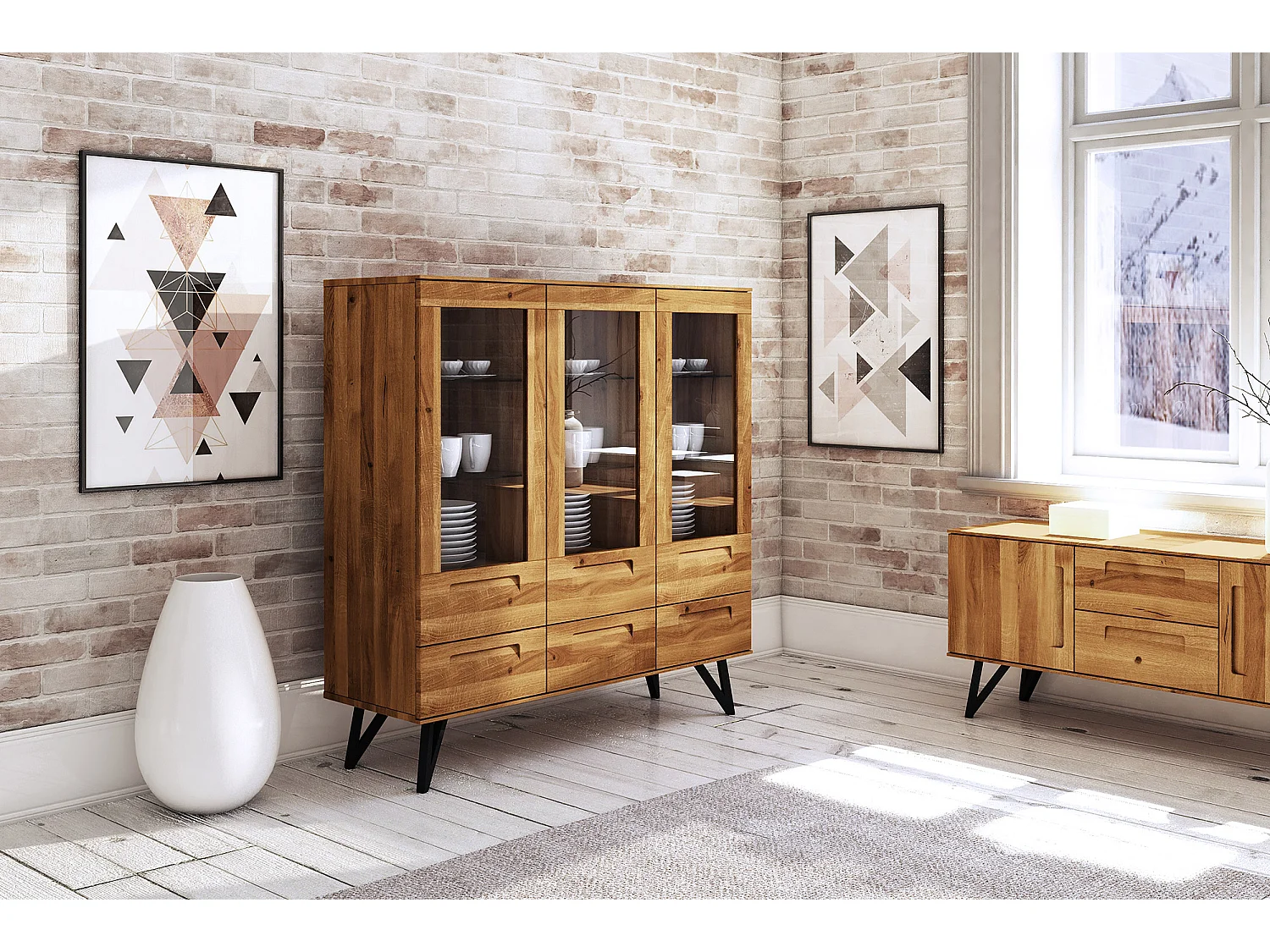 GOLO - Anrichte 100% aus massivem Holz aus Wildeiche, naturgeölt