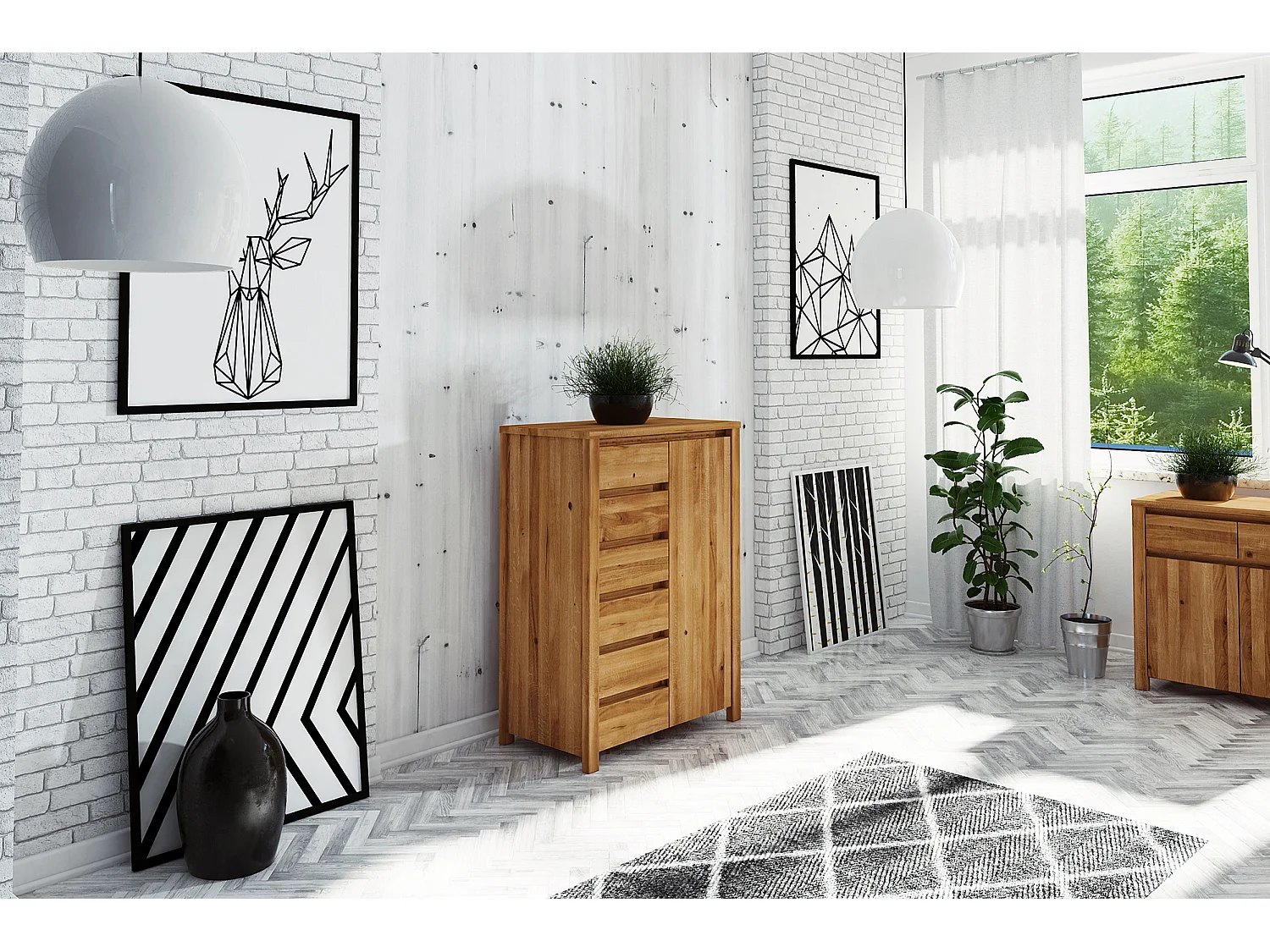 VINCI - Kommode 100% aus massivem Holz aus Wildeiche, naturgeölt