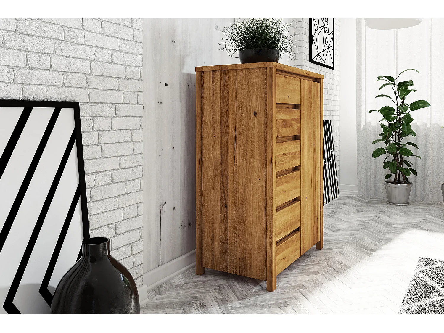 VINCI - Kommode 100% aus massivem Holz aus Wildeiche, naturgeölt