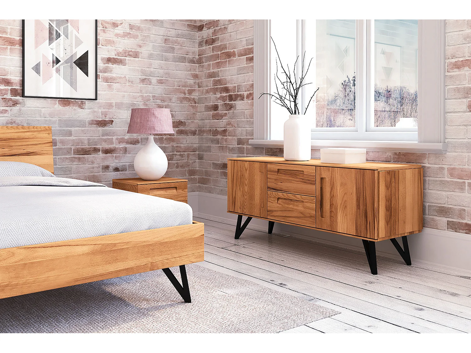 GOLO - Kommode 100% aus massivem Holz aus Kernbuche, naturgeölt