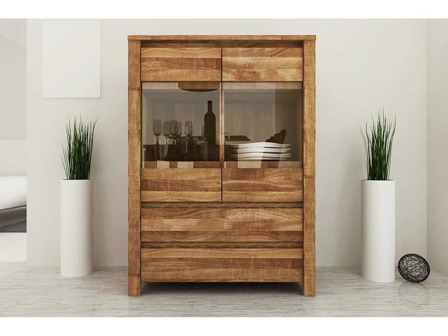 VINCI - Anrichte 100% aus massivem Holz aus Wildeiche, naturgeölt