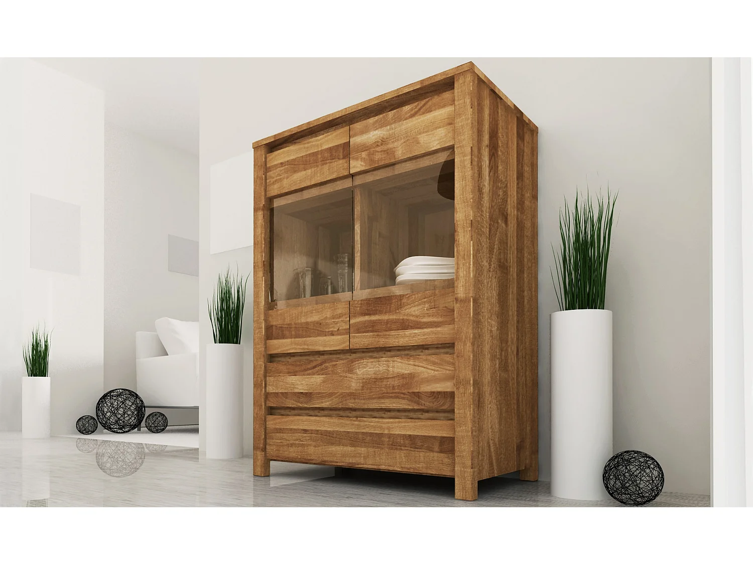 VINCI - Anrichte 100% aus massivem Holz aus Wildeiche, naturgeölt