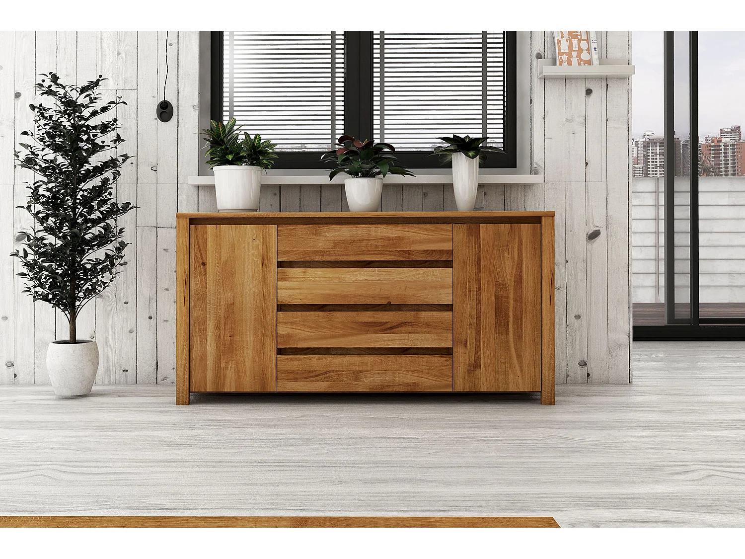 VINCI - Kommode 100% aus massivem Holz aus Wildeiche, naturgeölt