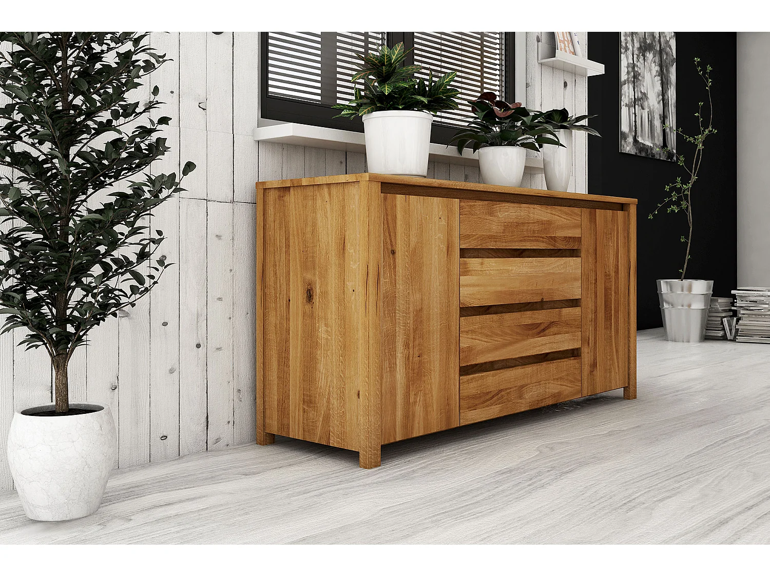 VINCI - Kommode 100% aus massivem Holz aus Wildeiche, naturgeölt